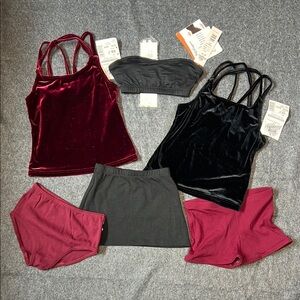 6-Item Mix/Match Girls Dancewear. 6X-7 New Wine & Black